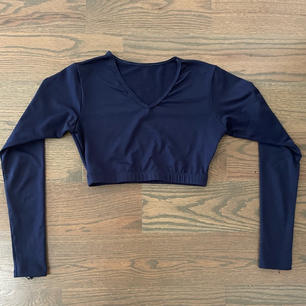 Varsity Spirit Navy Blue V-Neck Cheer Midriff Medium